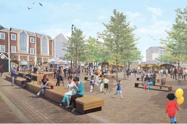 What the Market Square in Northampton could look like after a multi-million pound refurbishment.