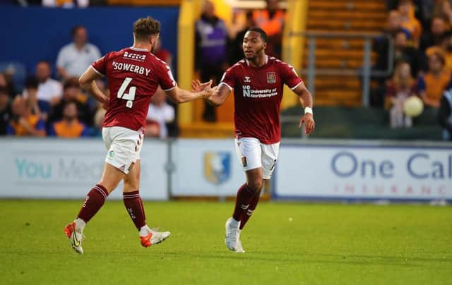 Ali Koiki's first Cobblers goal has given his team hope heading back to Sixfields. Pictures: Pete Norton.