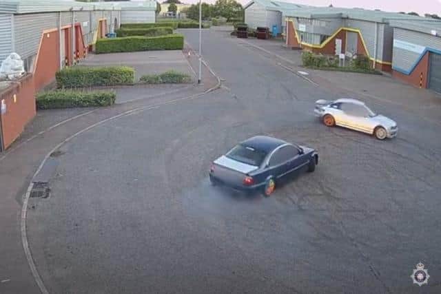 Two of the cars caught on camera in Wellingborough (via Northants Police)