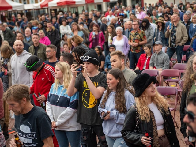 Crowds watching acts perform at Northampton Music Festival 2022. Photo by David Jackson.
