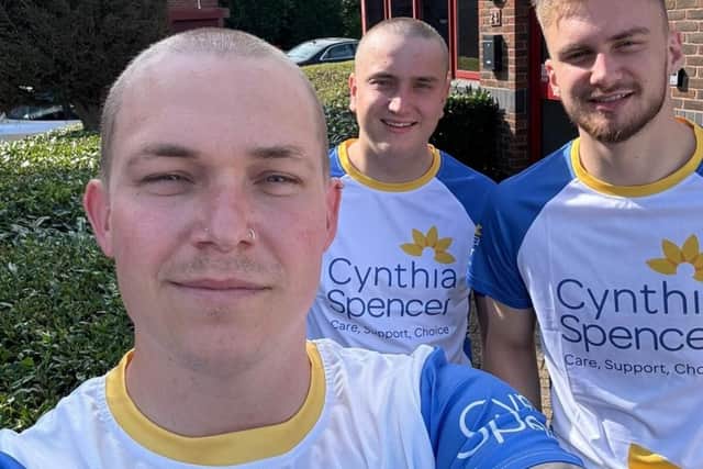 Dan (left), Alex (middle) and Max (right) about to set off for the Three Peaks Challenge.