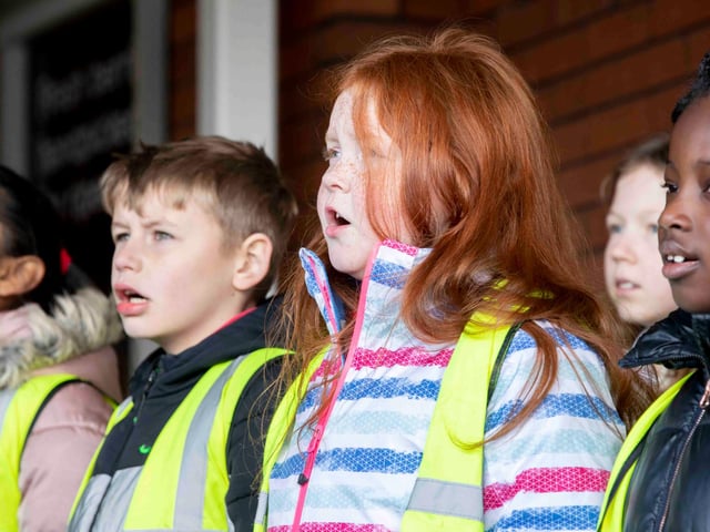 Abbey Primary School's choir and African drumming group took to Tesco Mereway on March 31, 2022 to raise money for the British Red Cross.
