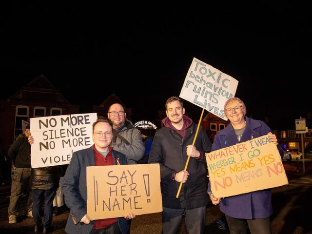 Activists joined the march on Friday November 28 to stand against violence towards women and girls.
