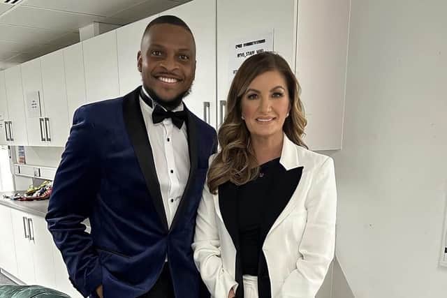 Simba missed out on a spot in the final five, and here he is with Karren Brady after being eliminated. Photo: Simba Rwambiwa.