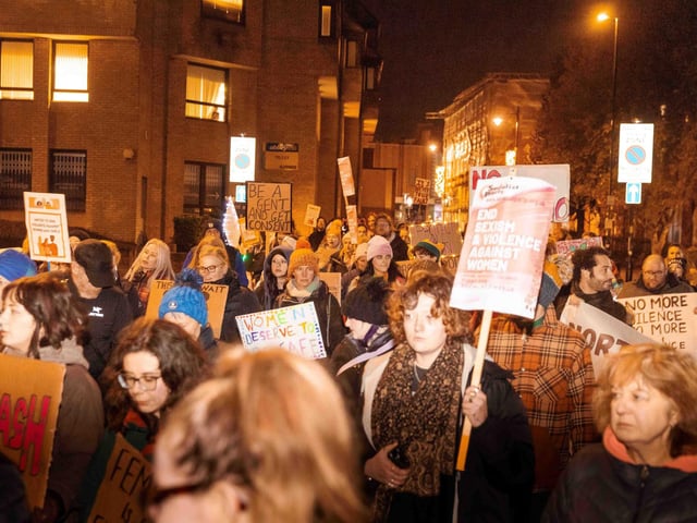 Activists joined the march on Friday November 28 to stand against violence towards women and girls.