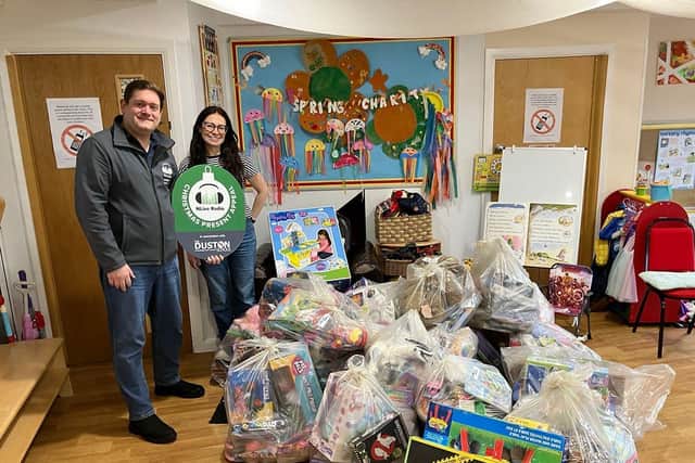 Presents being delivered to the Spring charity