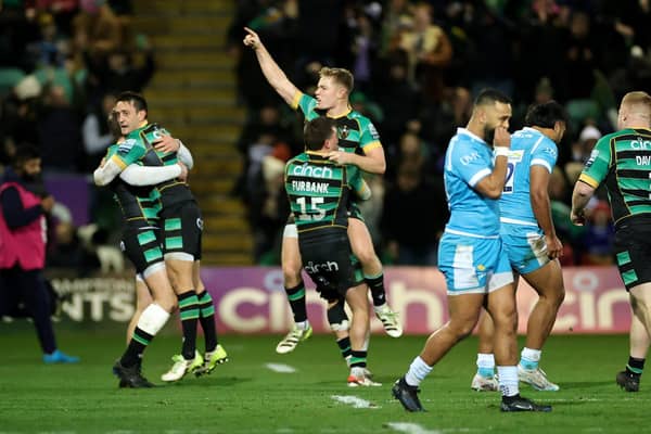 Saints celebrated a win against Sale Sharks (photo by David Rogers/Getty Images)