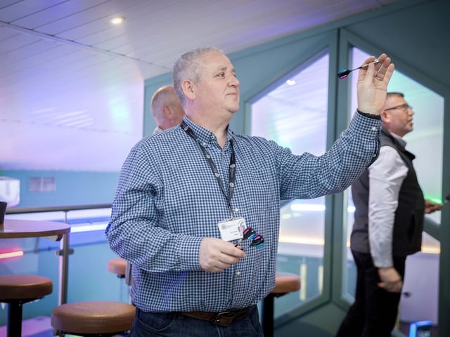 The Venue at Billing Aquadrome has reopened following a major makeover. Reform councillor Silas Hays (Billing ward) playing darts (pictured).