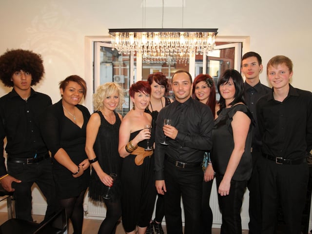 Staff at the launch party of Seckingtons hair salon on Wellingborough Road in 2010