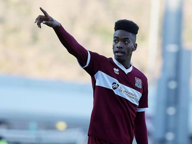 Ivan Toney celebrates after scoring a goal for the Cobblers against York City in 2015 (Picture: Pete Norton)