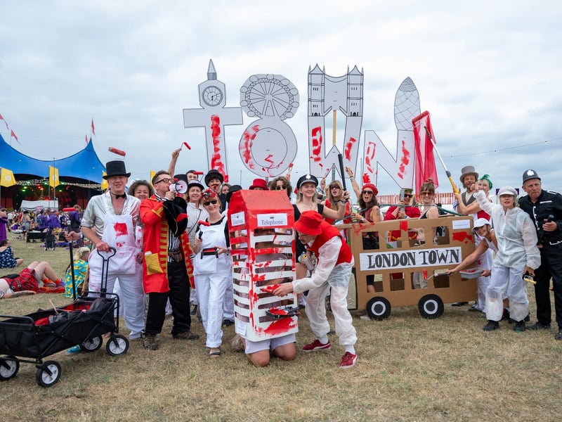 Festival goers taking part in the annual Shambala Carnival. This year’s theme was ‘Pun Intended'. Photo by David Jackson.