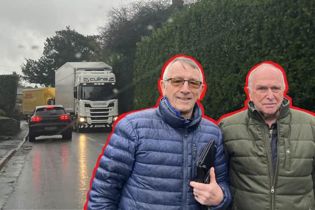 Farthinghoe parish councillors Barry Willett (left) and Mick Morris, who have been fighting for a bypass for decades, claimed that if the village was closer to Northampton precautions would have been put in place years ago. Photo: Nadia Lincoln LDRS