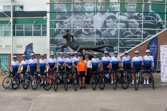 The Numbnuts pictured at their starting point at the Northampton Saints Stadium in Franklin's Gardens.