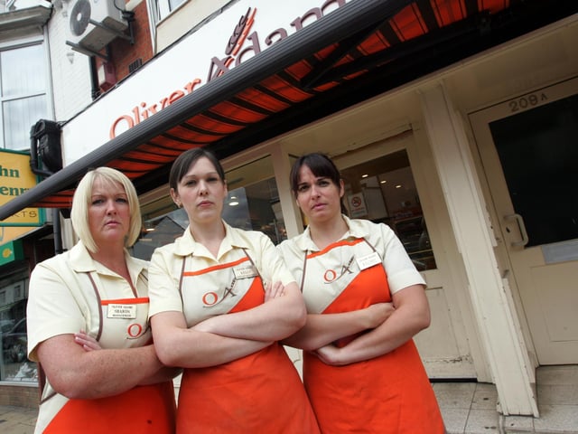 2008 - Oliver Adams bakery on Wellingborough Road. L-R are Manager Sharon Lukeman, Kelly Hill and Rachel De Lacey