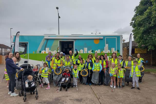 Schoolchildren helped to litter pick in Briar Hill.