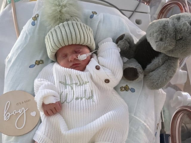 Onyx Maximillian born at 5.14am on March 23 at Northampton General Hospital, weighing 5lbs 9oz.