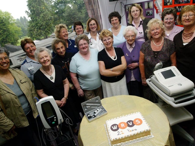 WRVS volunteers celebrate 21 years of the outpatient department at Northampton General Hospital by handing over new cardio equipment to the hospital doctors. Picture taken in 2007