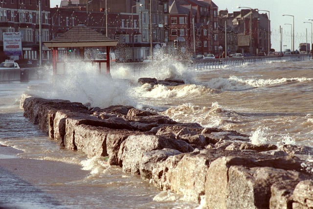 This was the scene in Morecambe during a storm in February 1997
