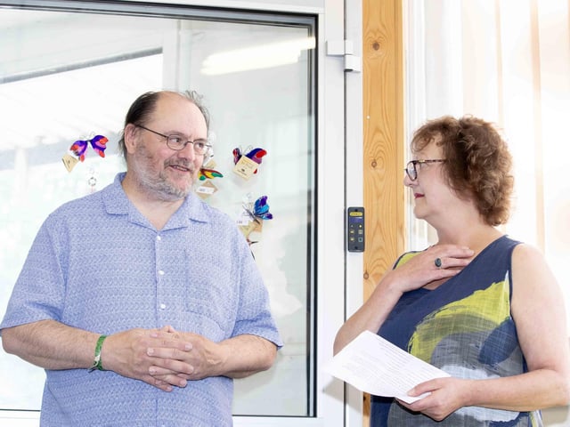 Daily Bread Cooperative manager John Clarke and awards director Rachel Mallows.