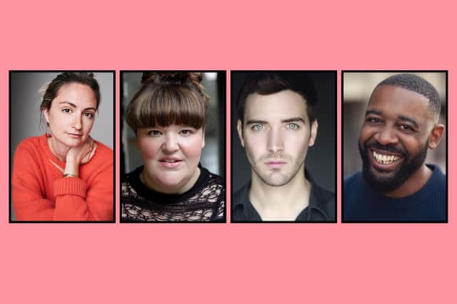 The cast of new play, the Woman