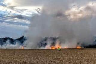 Sunday's fire destroyed crops worth £10,000 in a field near the A6 at Burton Latimer