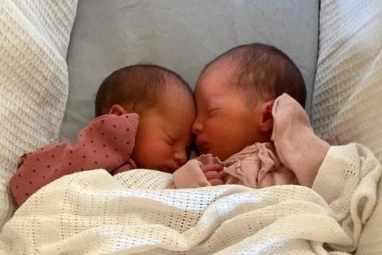 Adalyn (right) born at 1.42pm weighing 6lbs 11oz and Hope (left) born at 1.43pm weighing 5lbs 10oz on November 7 at Northampton General Hospital.