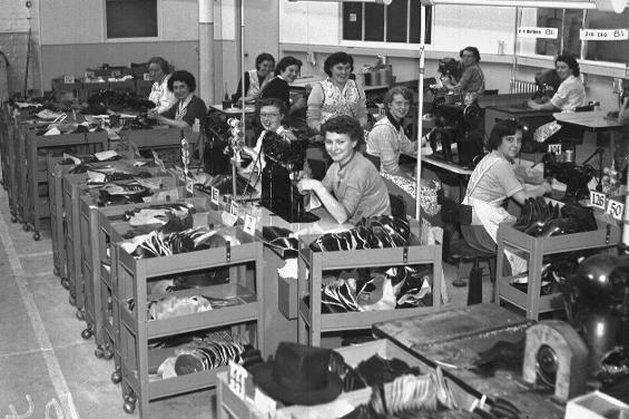 Workers in a shoe factory in Northampton, location and date unknown