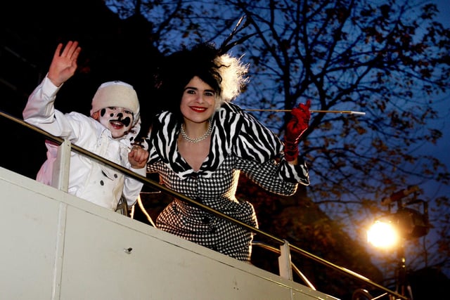 Northampton Town Centre Christmas Lights Switch On - Georgina Roberts as Cruella De Vil from the Royal Theatre production of 101 Dalmations
