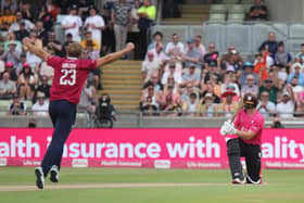 James Rew is bowled by David Willey (Pictures: Peter Short)