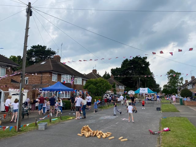 Homemade cakes, blow up crowns and ping pong kept residents in high spirits in Fir Tree Walk, Weston Favell.