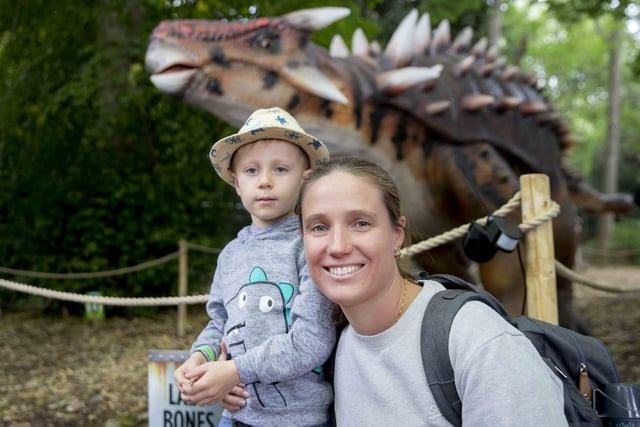 Families had tons of funs with the dinosaurs at Delapre Abbey