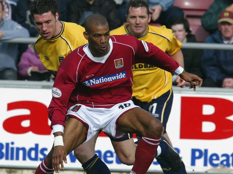 Eric Sabin of Northampton Town runs with the ball during the Nationwide League Division Three match between Northampton Town and Oxford United held on April 3, 2004 at the Sixfields Stadium, in Northampton, England. Northampton Town won the match 2-1. (Photo by Pete Norton/Getty Images)