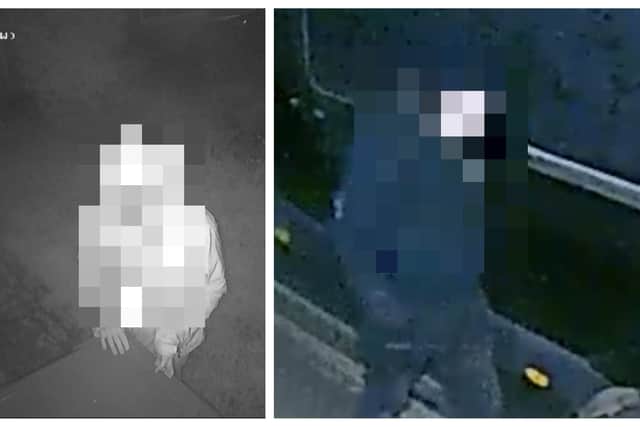 The Briar Hill Walk resident has handed these CCTV images to police of two men may have information about the car break-ins in Briar Hill Walk
