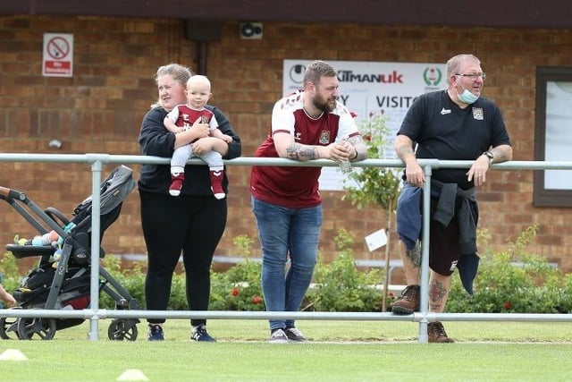 Northampton Town fans look on during the Pre-Season Friendly match between Sileby Rangers and Northampton Town at Fernie Fields on July 10, 2021.