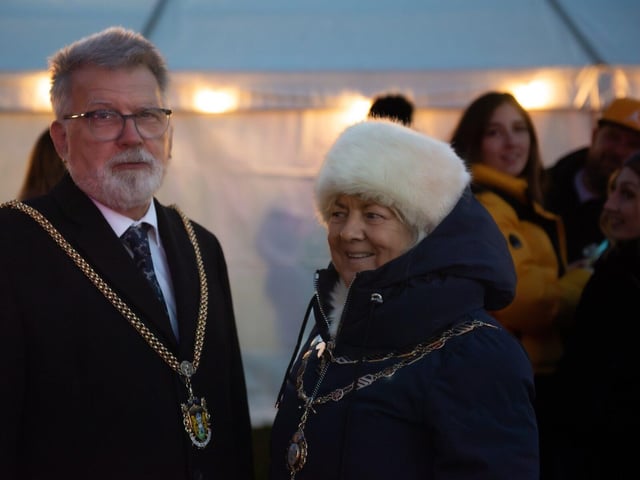 The Mayor and Mayoress joined Northampton Town Council for their official light switch on event