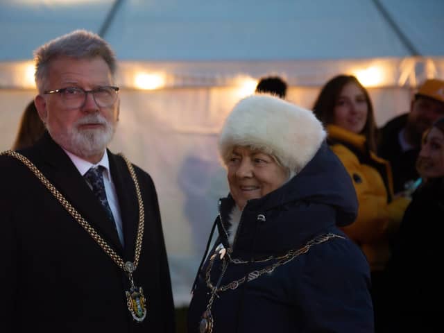 The Mayor and Mayoress joined Northampton Town Council for their official light switch on event