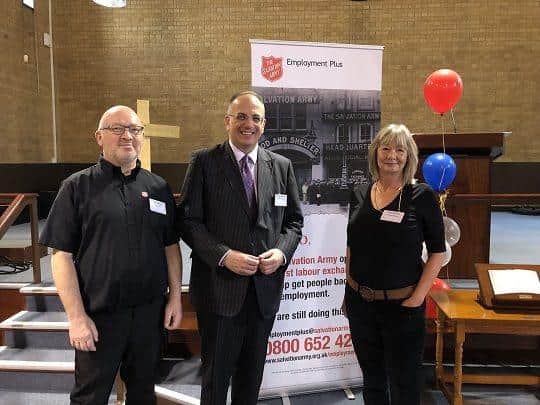 Captain Tim Stone, Sir Michael Ellis MP and Julie Howarth (Employment Plus).