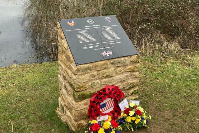 Permanent memorial stone located at Stanwick Lakes