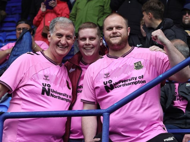 Northampton Town supporters prior to the final game of the season at Tranmere Rovers.