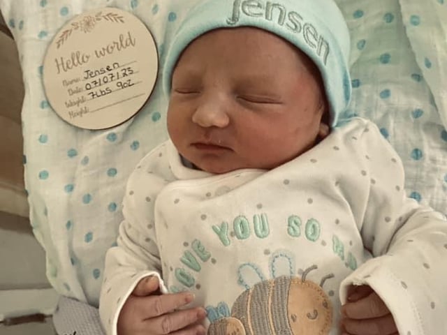 Jensen Lewis born at 12.48am on July 7 at Northampton General Hospital, weighing 7lbs 9oz.