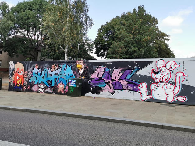 Some of the UK's top graffiti artists sprayed walls and boards in Sol Central, Green Street and St Peter’s Way with the intention to increase community pride and reduce crime