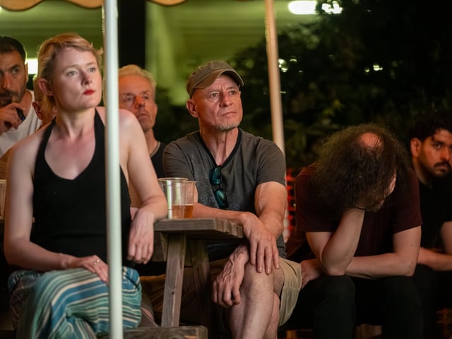 Fans watching England’s 0-0 draw with Ghana in the garden of The Black Prince in Northampton on Tuesday, June 23, 2026. Photo by David Jackson.