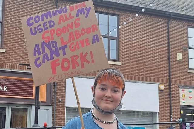 Campaigner Bowie at the last protest (in Wellingborough)