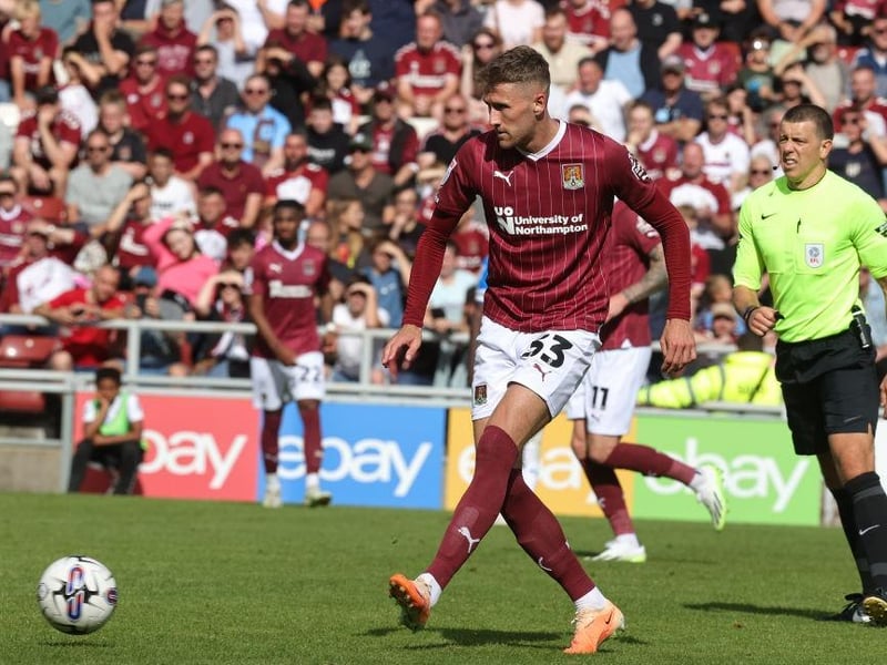 Given the unenviable assignment of trying to keep Poku quiet and it was a real struggle in the first half when the tricky forward caused all manner of problems for Cobblers. Stuck to his task though and had more success later in the game, making one timely tackle and another important block inside his penalty area... 7