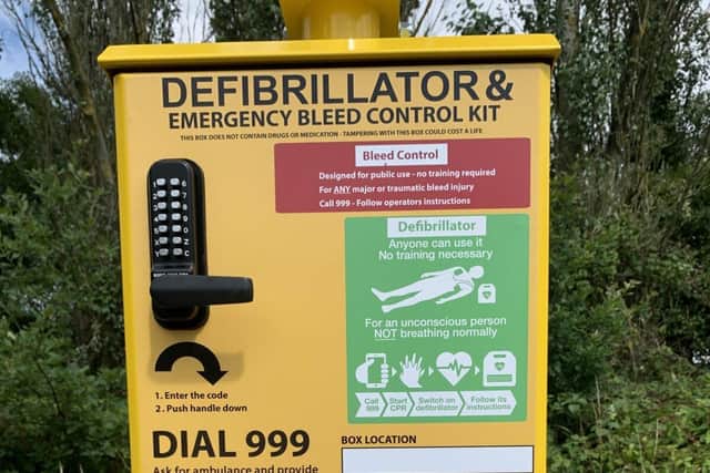Defibrillator & Bleed Control Cabinet at Northampton Bike Park