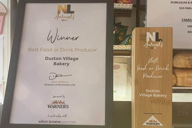 The awards take pride of place on the counter in Duston Village Bakery.