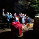 Throughout the night hot chocolate flowed and the campfire glowed to keep spirits high