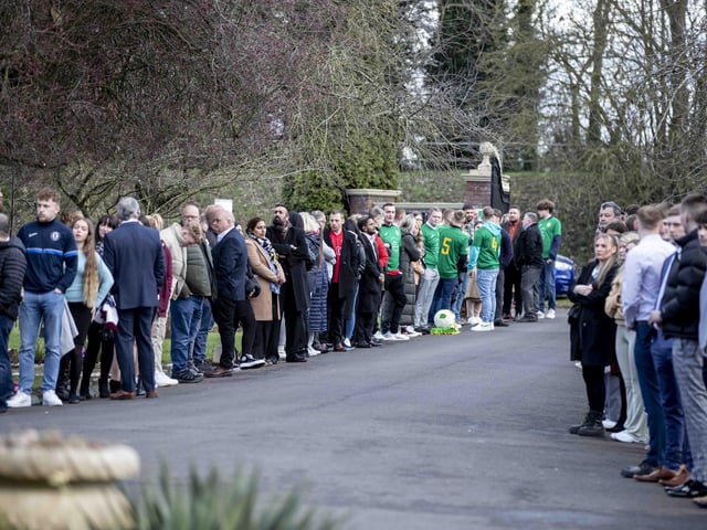 Hundreds gathered to pay their respects to the 20-year-old amateur footballer who tragically died last month
