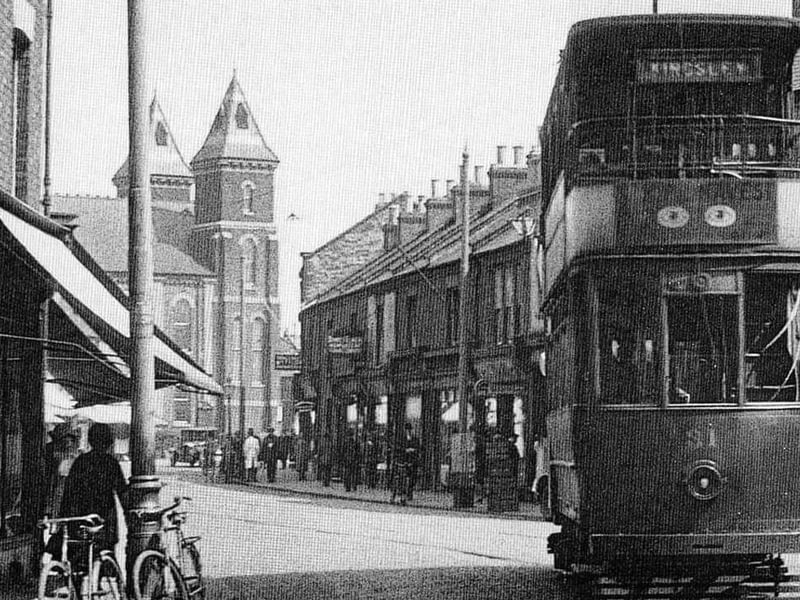 A tram going to Kingsley via Kettering Road. Trams stopped in Northampton in 1934.