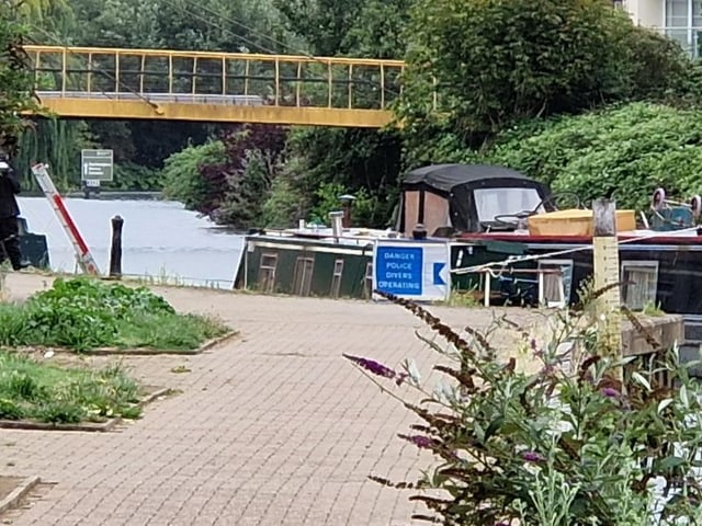 Pictures from day four of a murder probe by the River Nene near Beckets Park, where a man was found dead on a bench early Friday morning (August 1). Northamptonshire Police divers were searching the water on Monday morning (August 4) and are appealing for witnesses.